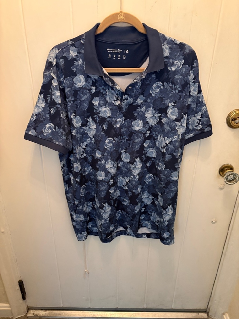 Abercrombie & Fitch Men's Navy Floral Polo Shirt